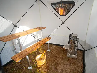 Finsteam saunatent interieur